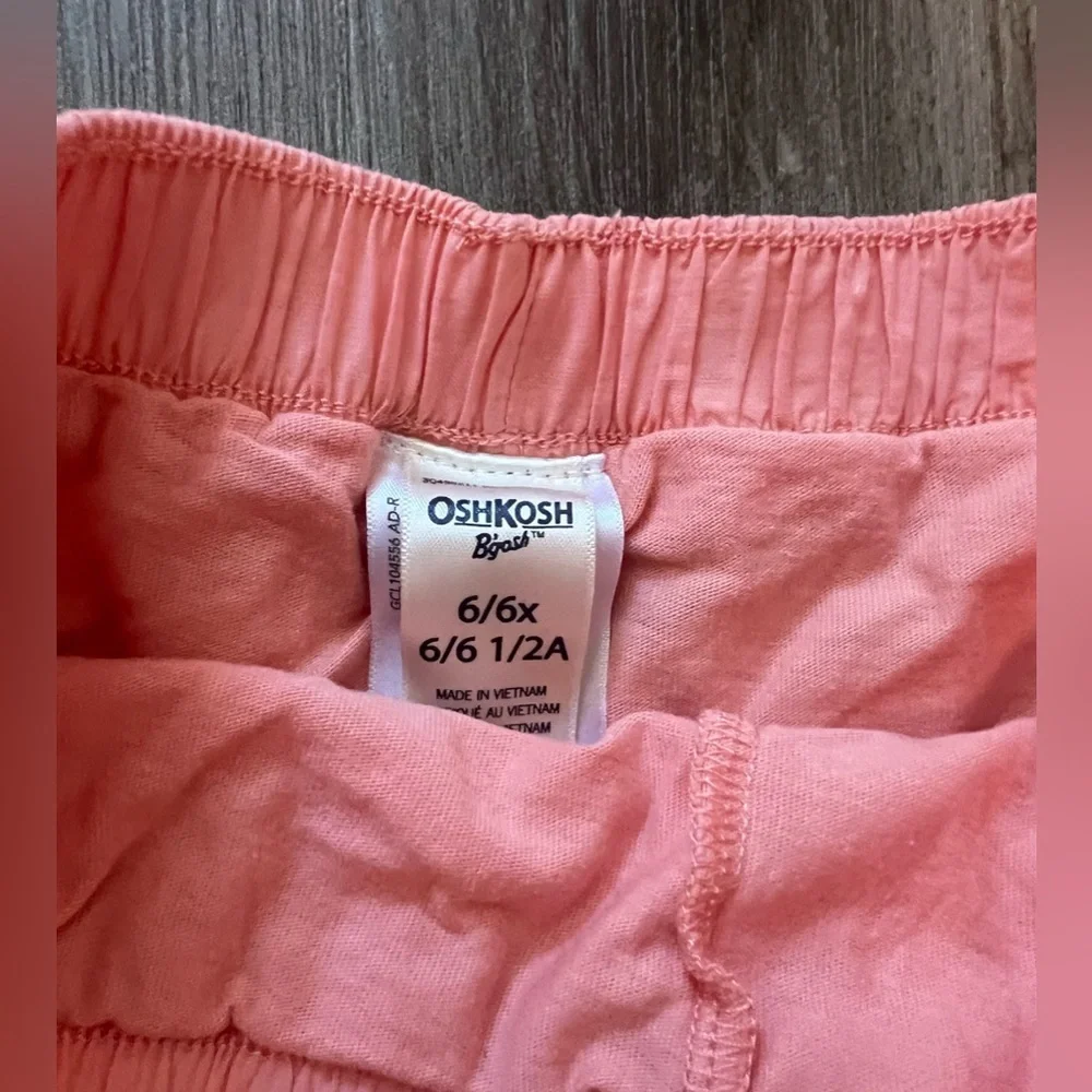 Girls Oshkosh B'Gosh Peach Skirt With Eyelet Accent and Hidden Shorts -Size 6/6X